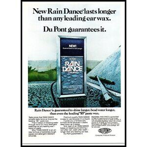 1975 Dupont Rain Dance Car Wax Vintage Print Ad Hood Windshield Wiper Wall Art